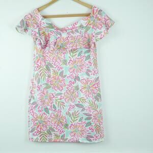 Hello Dobson Small Dress Mini Ruffle Floral Preppy Country Club Flirty Feminine